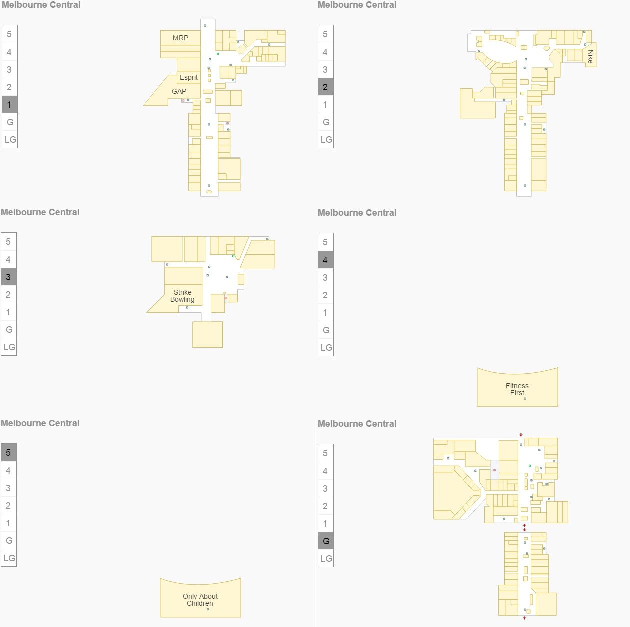 Melbourne Central Shopping Centre Melbourne, Victoria store list
