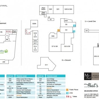 Plan of Paddington Central Shopping Centre