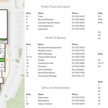 Plan of Treetops Plaza Shopping Centre