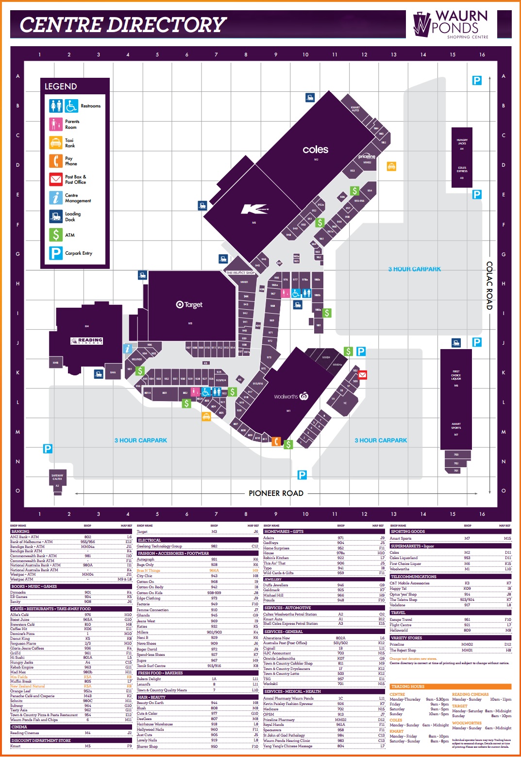 Waurn Ponds Shopping Centre Map